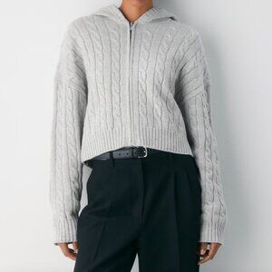 Sunday Best Octavia Zip Hoodie Cable-knit zip-up hoodie with merino wool
